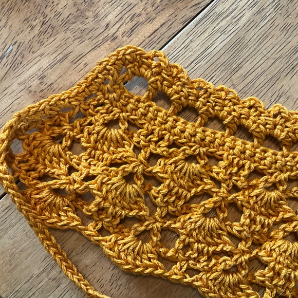 Hand Crafted Crochet Halter Hippie Boho Crop Bikini Floral Top Off the shoulder - Picture 8 of 14